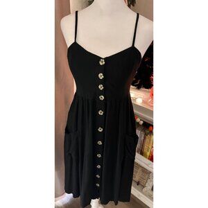 Good Luck Gem Black Sleeveless Tank Dress Midi Size S